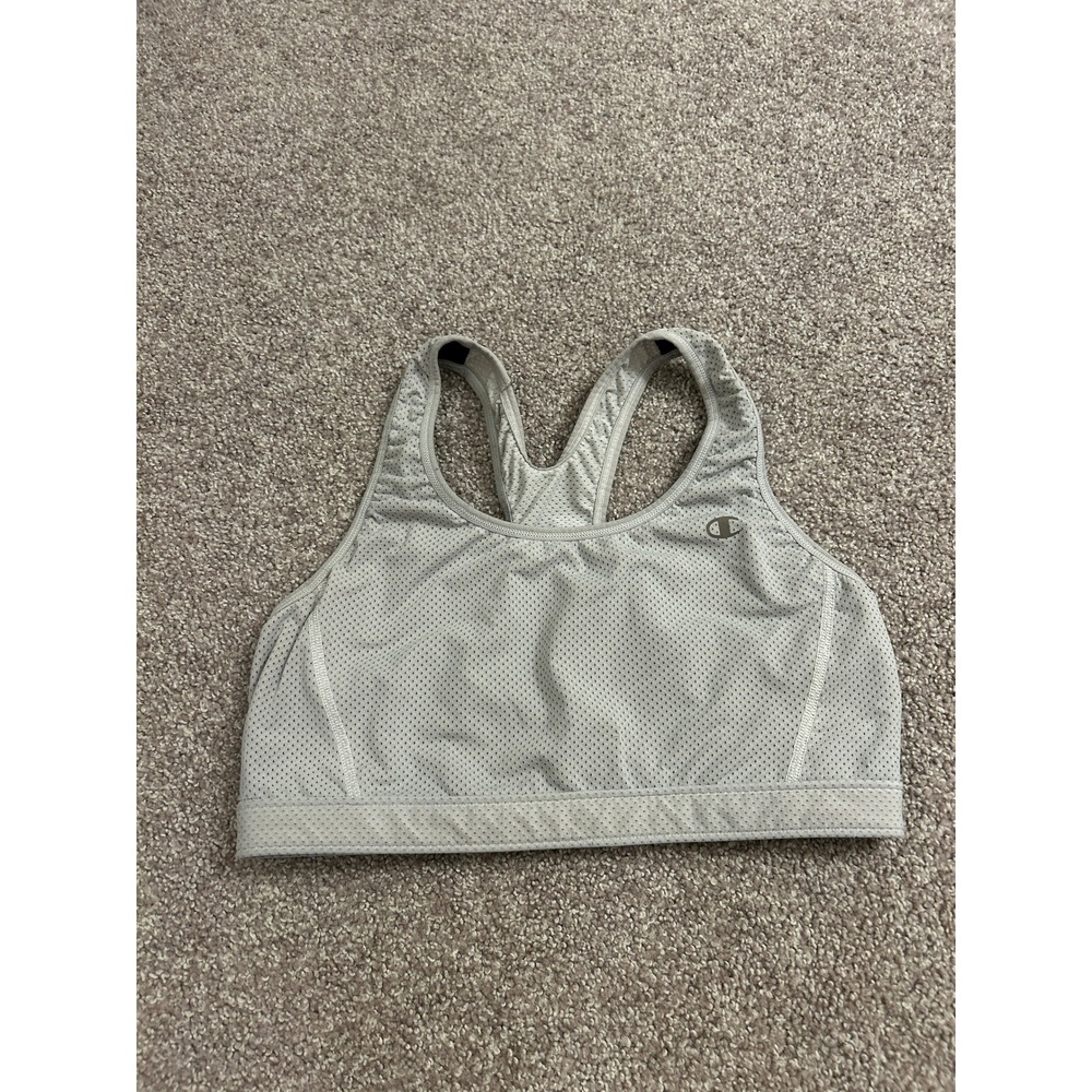 Champion Sports Bra Womens M Gray Excellent Mesh Racerback Activewear